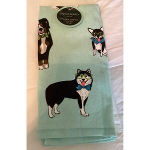 NWT Cynthia Rowley Kitchen Towels, Dogs with Glasses, set of 2‎